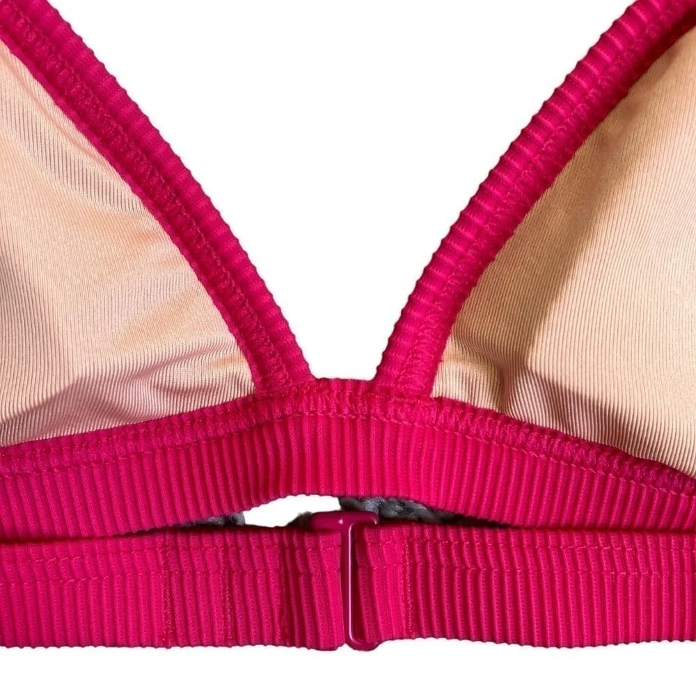 NWT J. Crew Ribbed Triangle Bikini Top Wild Hibiscus Pink Sz XXL